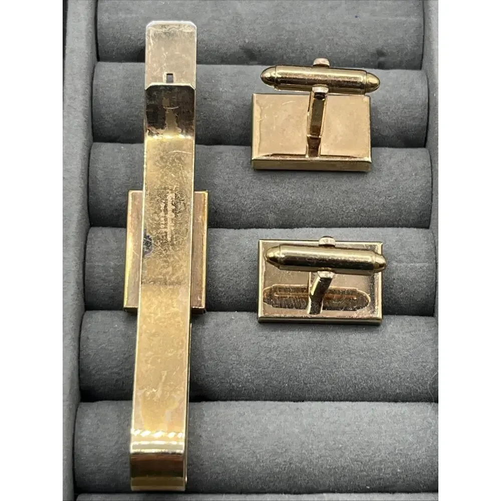 Kreisler Quality 1/20 12K Gold Filled Equestrian Horseshoe Tie Bar Cufflink Set